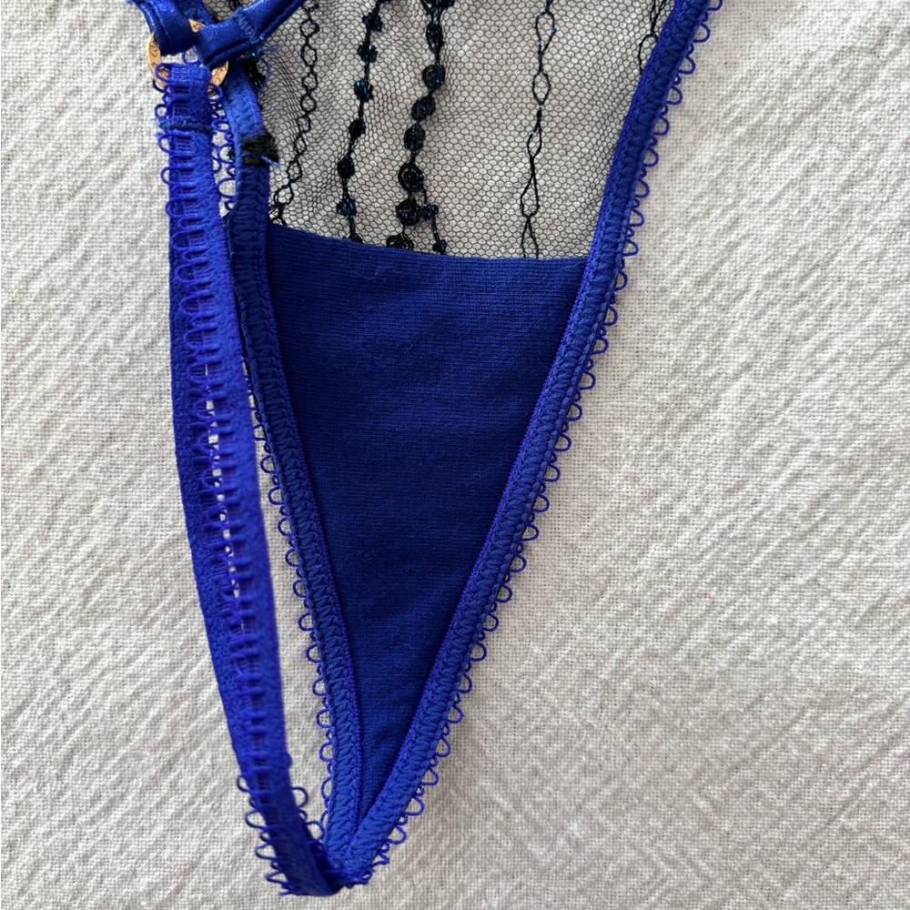 Honey Birdette Leah ! 34B , M, S, Black and Blue Embroidered Bra Set Christmas! - Picture 9 of 15